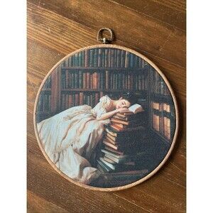 NEW PRIMITIVE Library Books Romantic Picture Print Framed Antebellum